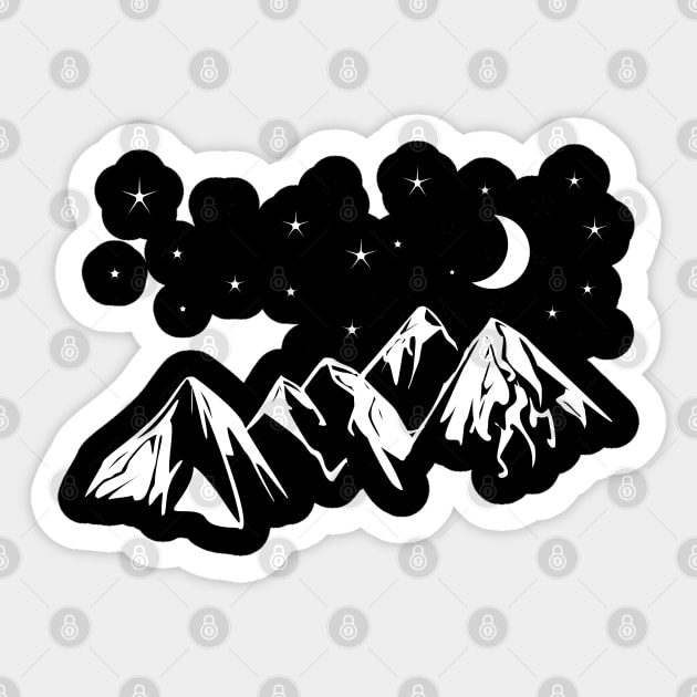 nature mountain, moon and stars Sticker by InfiniteZone